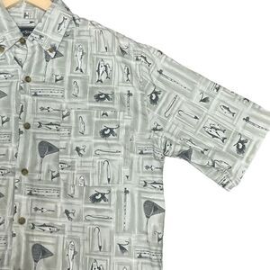 Field And Stream Fish And Tackle All Over‎ Design Shirt Mens Sz Medium